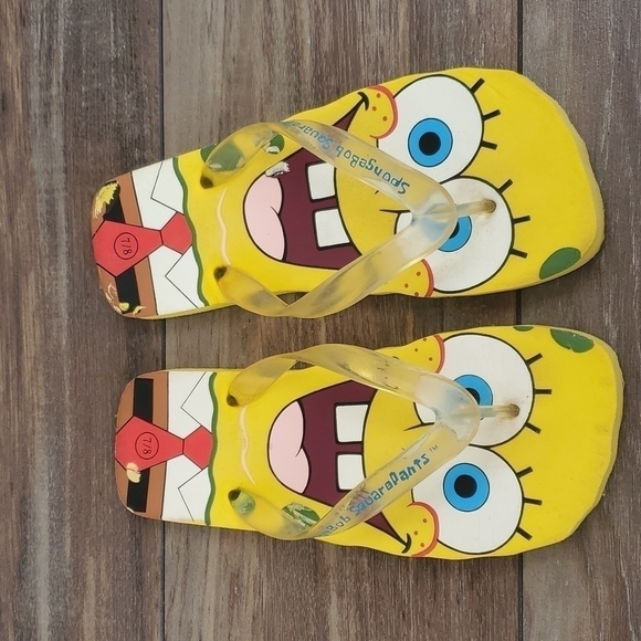 SpongeBob SquarePants Y2K flip flop flats sandals shoes sz 7/8 - Picture 3 of 8